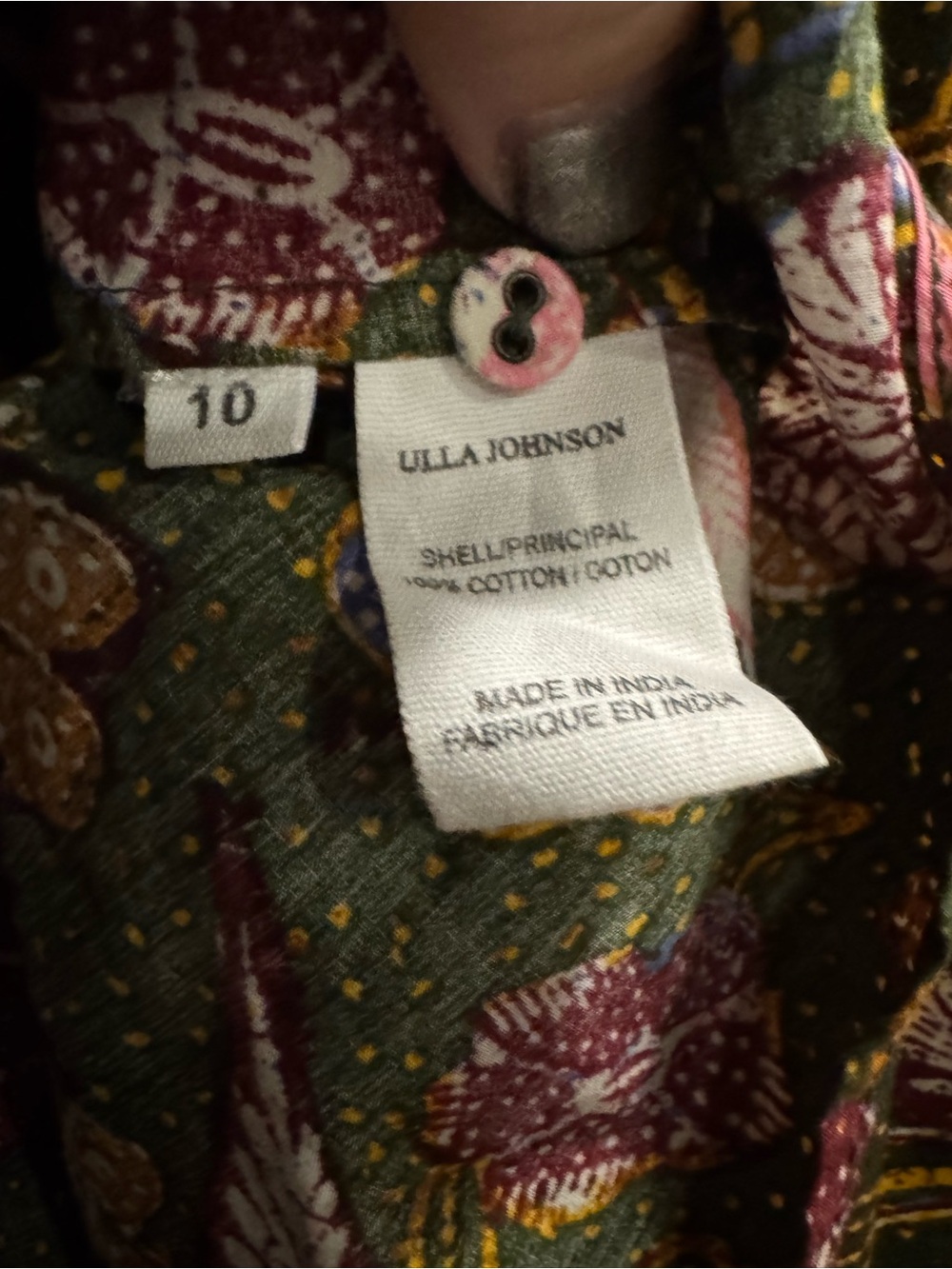 Ulla Johnson Willa Puff Sleeve Cotton Blouse in Pine Floral - Picture 8 of 9